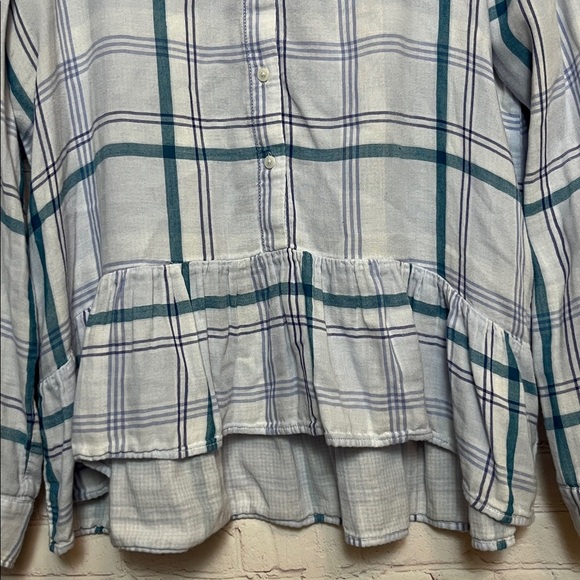 Express Plaid Peplum Ruffle Top - Picture 3 of 11